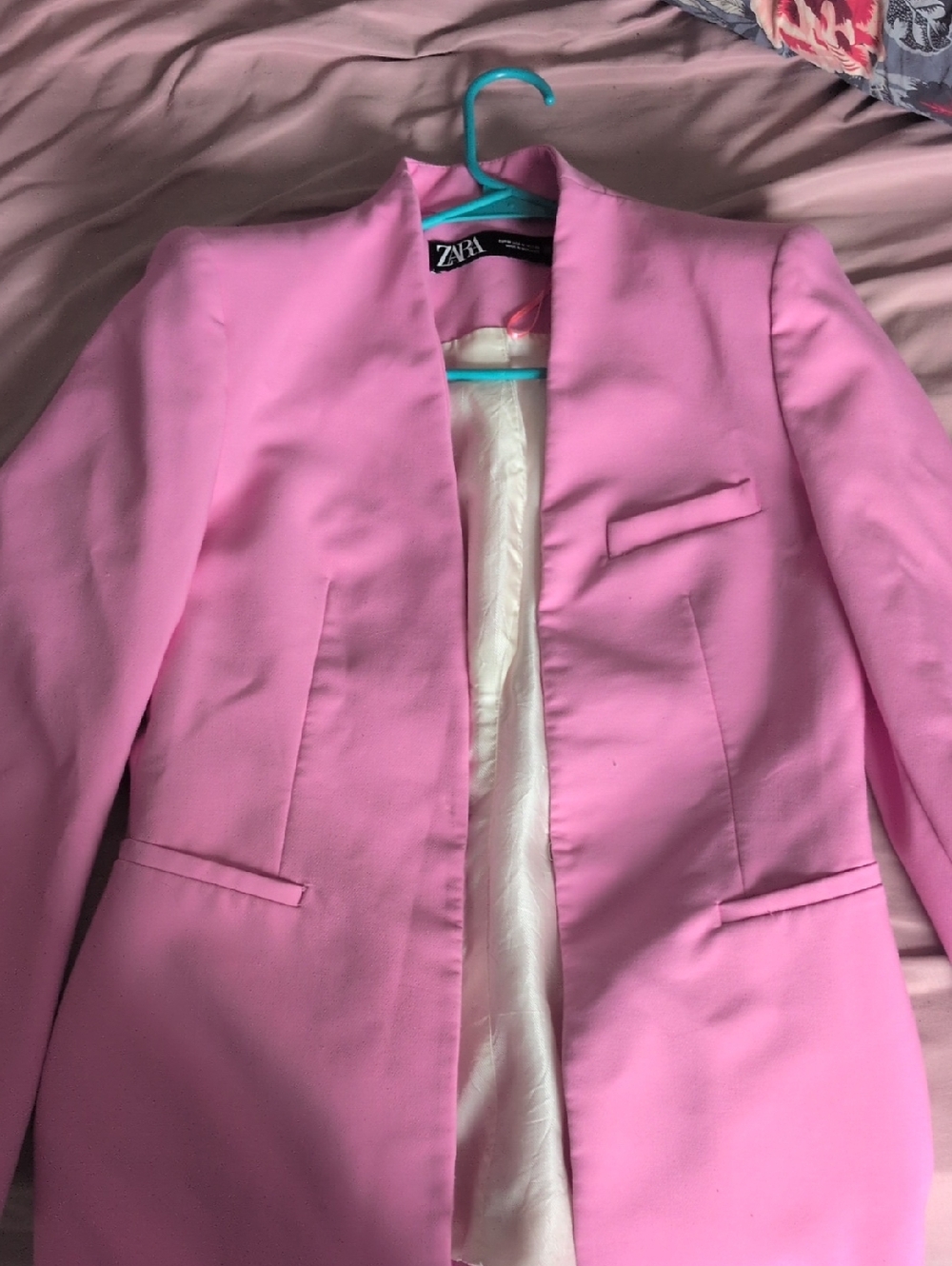 Zara Bubblegum Pink Collarless Blazer